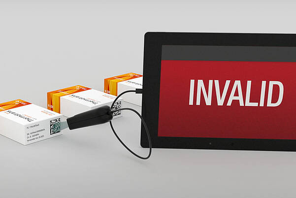 Verstecktes Sicherheitsfeature auf Thermotransfer-Etikett wird ausgelesen