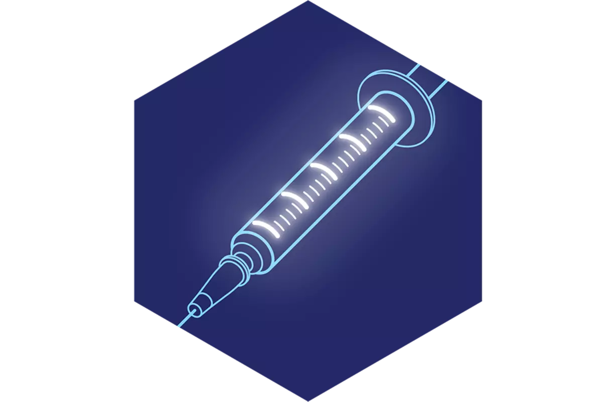 Oberflächenprägung für Einwegspritzen: mehr Sicherheit & Komfort für Patienten Spritzen-Icon: Medizinische Anwendungsbereiche von KURZ-Oberflächenbeschichtungen